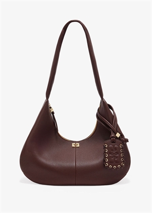 Hobo medium Grained bag Chicory Coffee A7298 Ganni